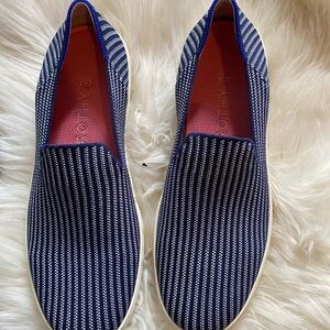 Rothy's Blue Riviera Pinstripe Slip on Shoes Retired style size 10